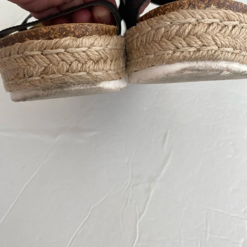 Steve Madden Black and Tan Espadrille Sandals